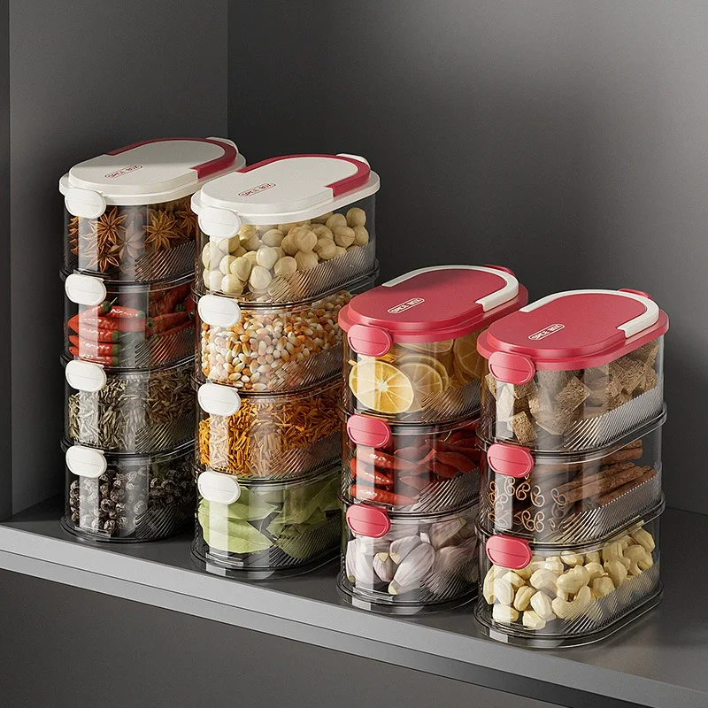 3-lagige versiegelte Aufbewahrungsbox, stapelbarer Gewürz-Organizer, Küchen-Aufbewahrungsbehälter für Zwiebeln, Ingwer und Knoblauch