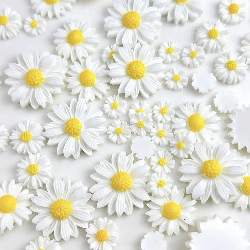 

20Pc Realistic 3D Resin Mini Daisy Nail Charms White Flowers Spring Summer Nail Art Decorations DIY Manicure Accessories Crafts