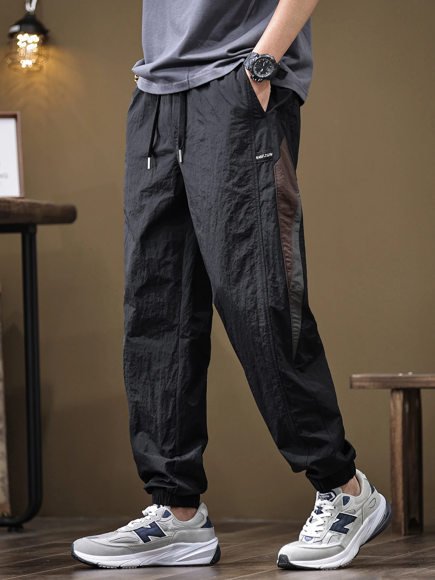 

Мужские летние спортивные брюки-карго для активного отдыха, быстросохнущие, с цветными вставками, универсальные, в стиле Harlan, с манжетами