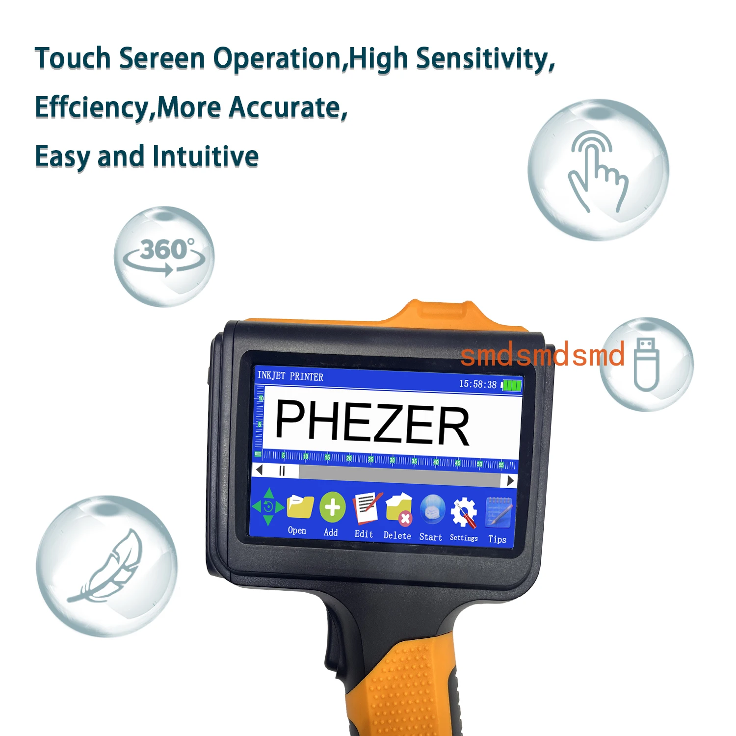 2025 New P19 orange Handheld Inkjet Printer 12.7mm Portable Printer QR Bar Batch Code Date Number Logo Expiry Date Label
