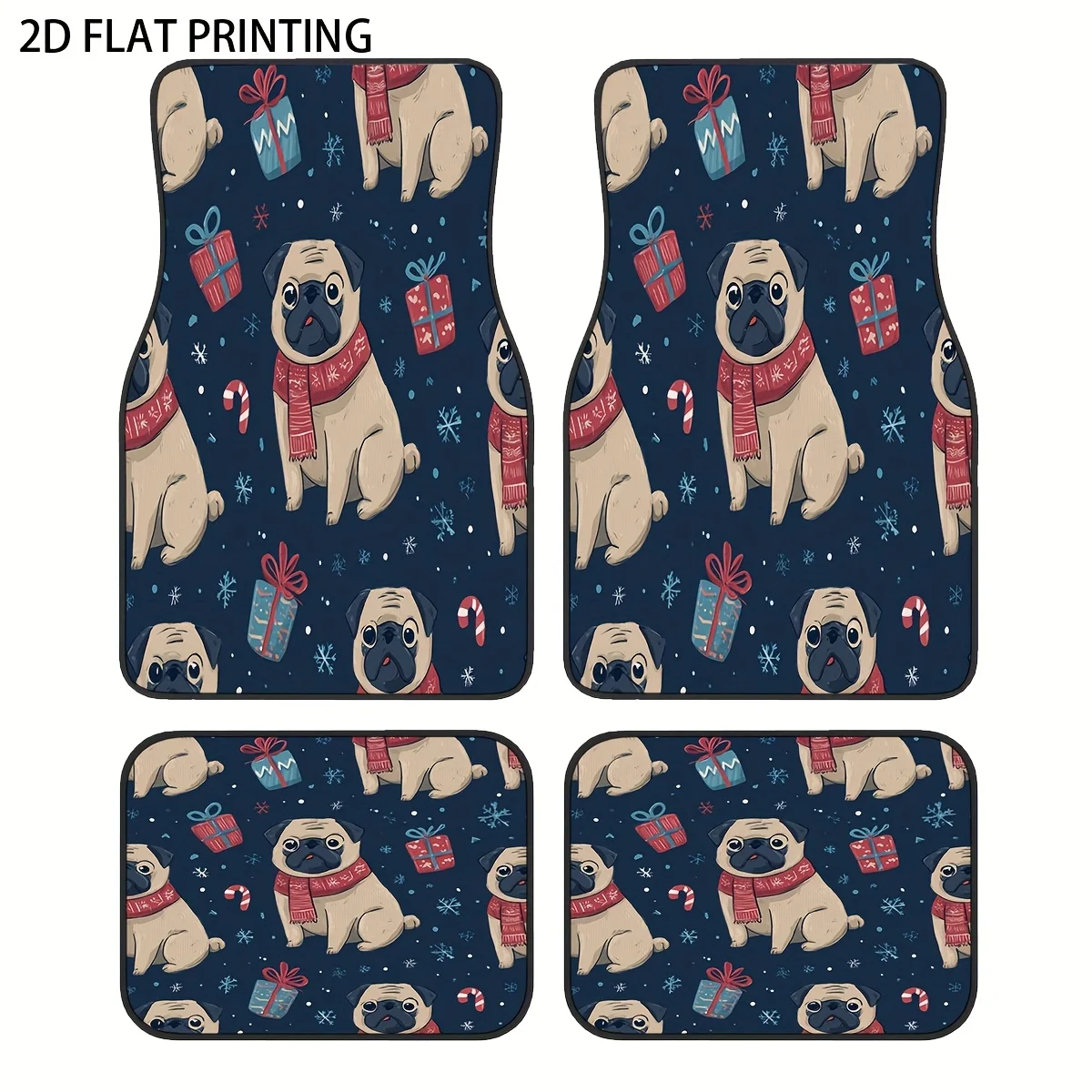 

4pcs Pink And Purple Deer Head Artistic Pattern Printed Car Mats, Universal Material, All-Season All-Weather Vehicle Interior Pr