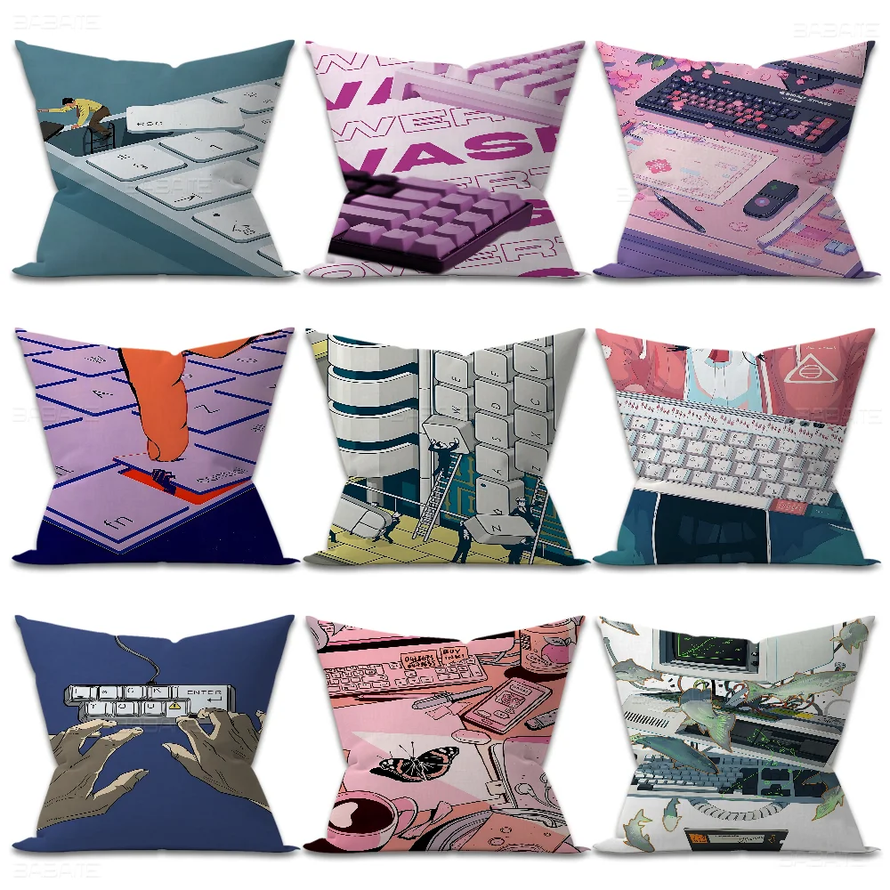 Cartoon Keyboard Home Pillow Anime Pillow Sofa Bed Head Pillow Cover Cushion Cover 45x45 Cm Fashion