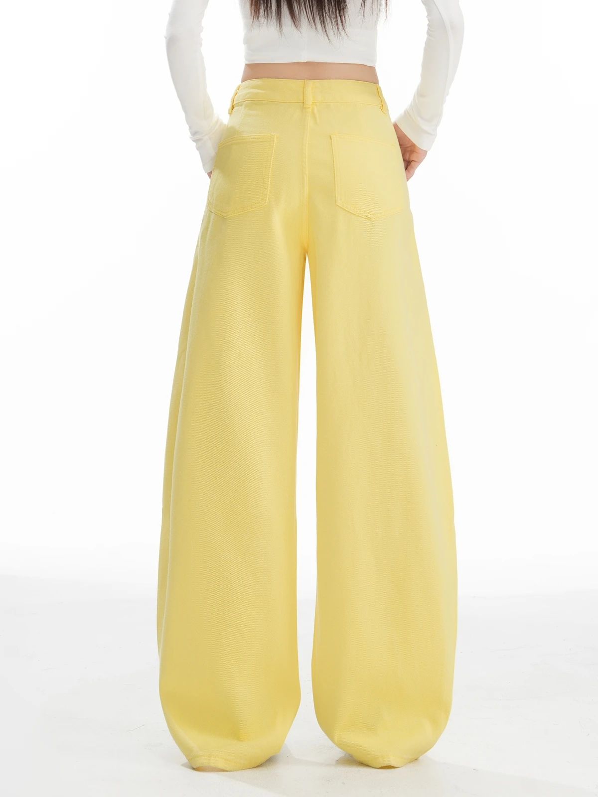 ZHISILAO Nuovi Jeans Cargo Gialli Donna Vintage Casual Y2k Pantaloni in Denim Allentati a Vita Alta Streetwear 2025