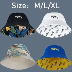 Big Head XL Size Letter Bucket Hat for Men Double-Sided Women Floral Fisherman Hat Summer Street Hip Hop Sun Hat Boys Bob Panama