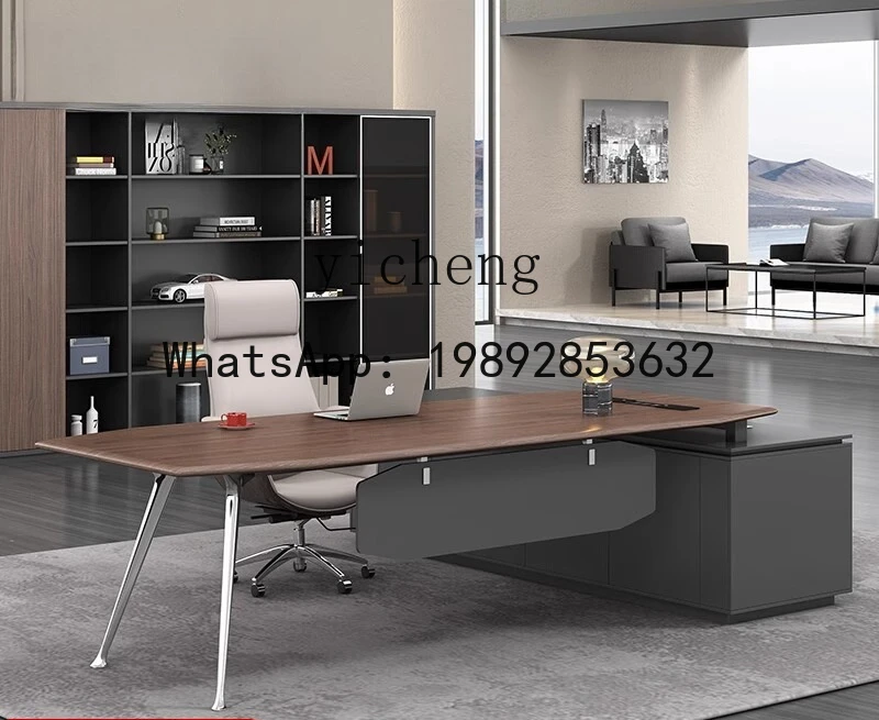 PP Simple Office Furniture Boss Table General Manager Office Table And Chair Combination Large Class Desk President Table