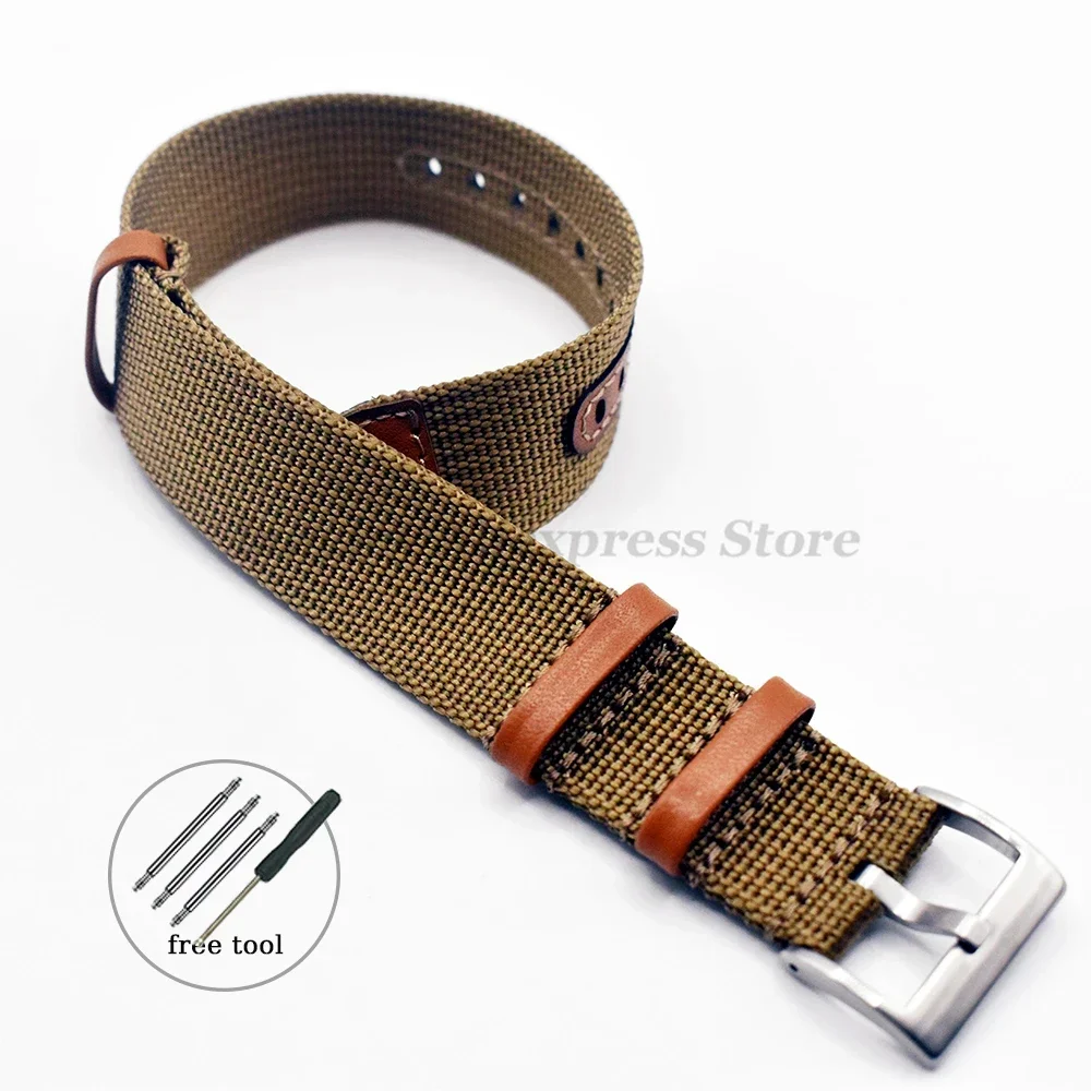 20mm 22mm Horloge Armband voor Seiko voor Rolex Canvas Nylon Patch Lederen Band Horlogeband voor Hamilton voor omega Vervanging Riemen