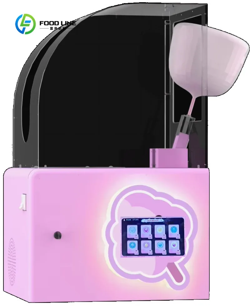 Customized New Small Semi Automatic Cotton Candy Machine Robot Electric Fancy Sugar Cotton Candy Vending Making Machine for Sale