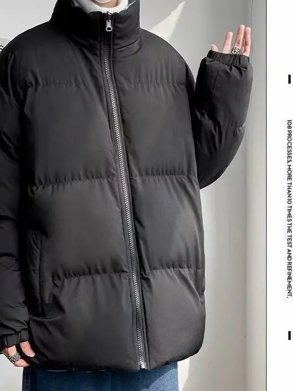 M8XL Double-Sided Wearable Thiened Cotton Jaet for Men Winter New Sle Warm Polyester Fiber Filled Stand Collar Coat