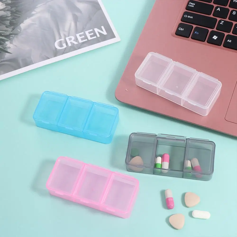 Durable Mini 3Grids Pill Case Portable Drug Dispense Medicine Box Plastic Waterproof Pill Storage Box Evening