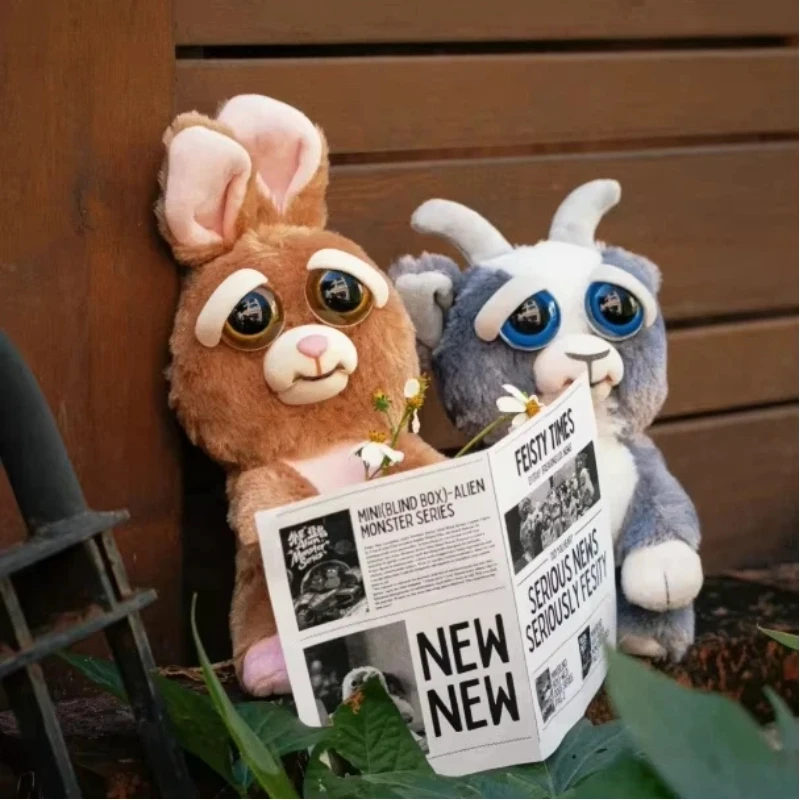 Feisty Pets Interactive Flip Face Plush Doll Authentic Collectible Rabbit Cat Goat Cheetah Unicorn Stress Relief Soft Toy Gift