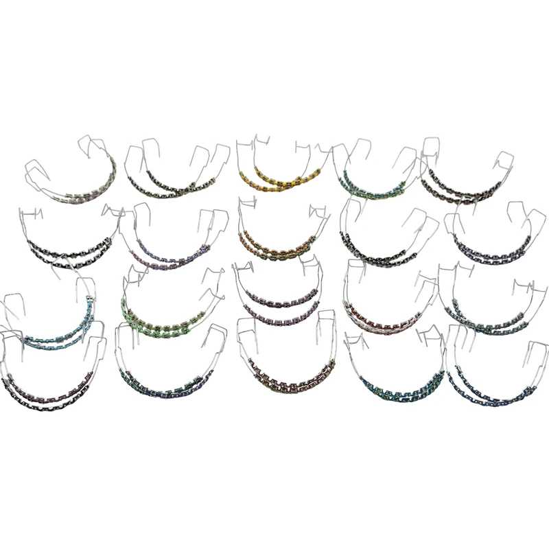 1Pair Fake Braces Colorful Brackets For Teeth Temporary Metal Wires Metal Bracket Orthodontic Ligature Ties Dental