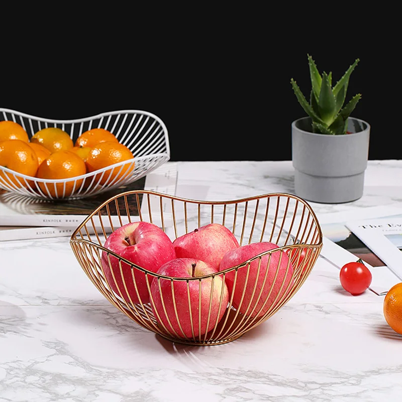 Fruit Basket Durable Metal Wire Storage Bowl Nordic Style Iron Home Snacks Bread Dining Table Indoor Cosmetic Storage Basket