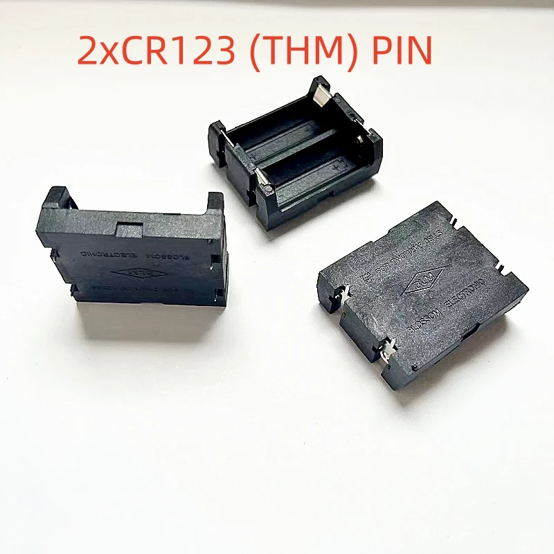 DIY CR123 Lithium Smt THM Battery Holder Case Box Clip Black for CR123A Li-ion battery socket holder