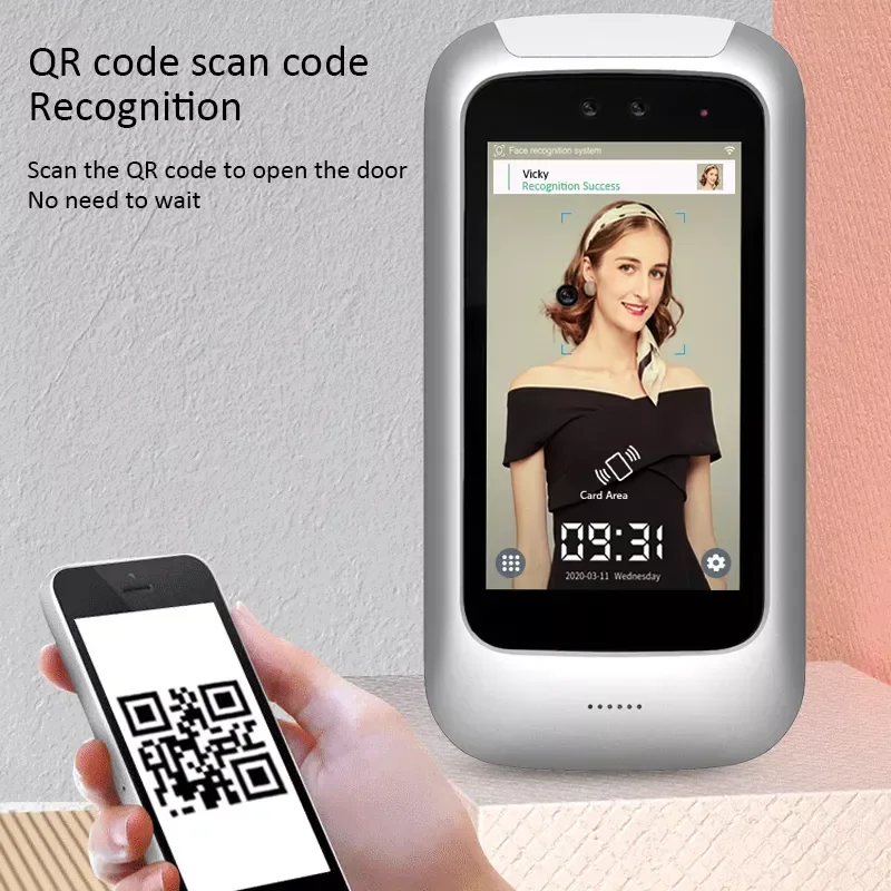 5 นิ้ว Facial Recognize 13.56M Card Face Time Attendance และ Access Control Cloud ระบบ WIFI Mobile APP สมาร์ทเวลา