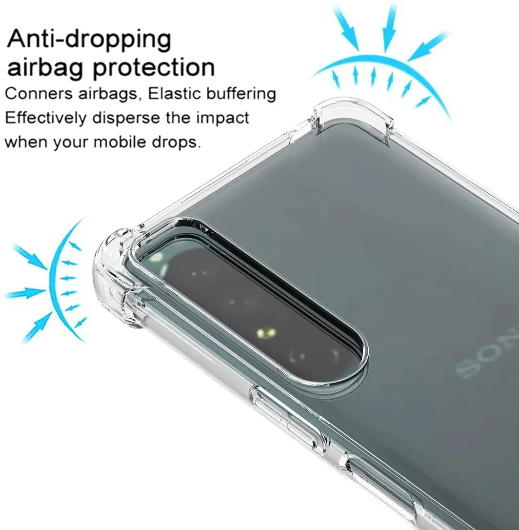 For Sony Xperia 1 5 10 V IV III II Reinforced Corners Shockproof Soft TPU Airbag Clear Case For Xperia1 Xperia5  Xperia10