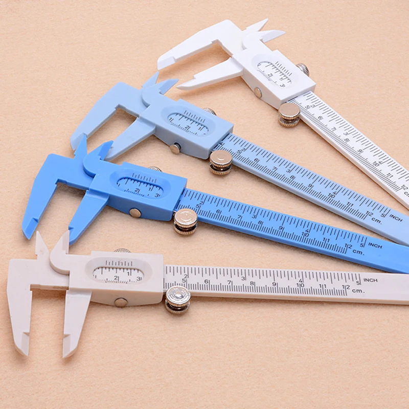 Double Rule Scale Plastic Vernier Caliper Measuring Student Mini Tool Ruler