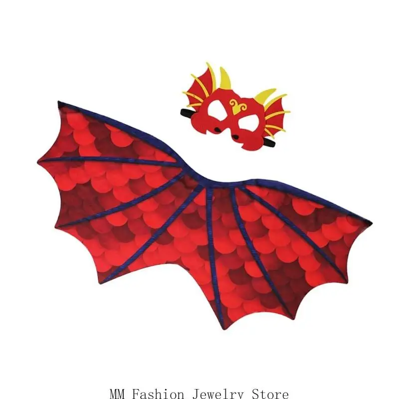 D0ub Kid Dinosaur Costume Dinosaur Wing Cloak and Mask Children Dragon Wing Cape For Kids Boy Girl Halloween Birthday Cosplay
