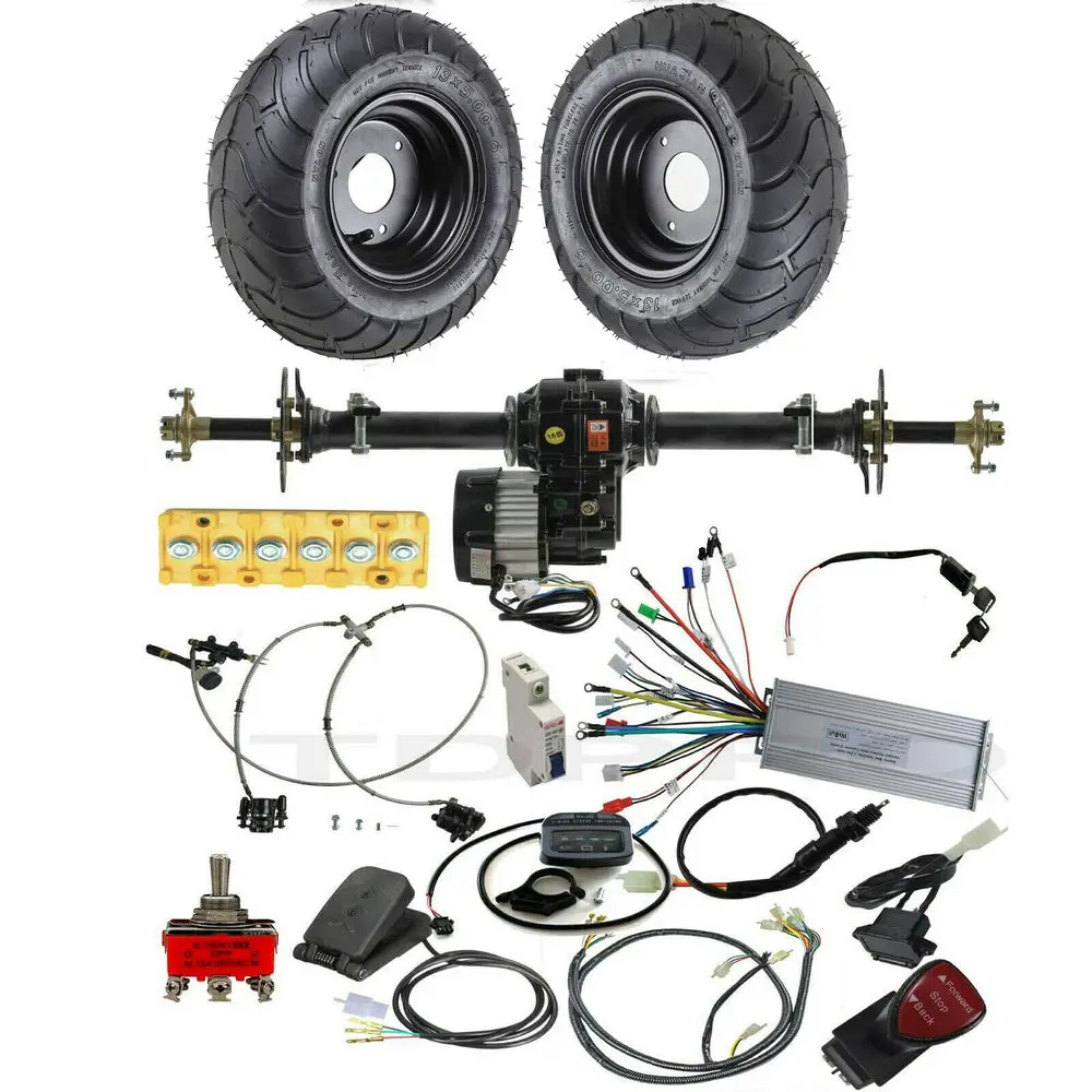 

TDPRO 34" Rear Axle Kit 48V 1000W Differential Motor +2x13x5.00-6 Wheels for Go Kart Trike Buggy