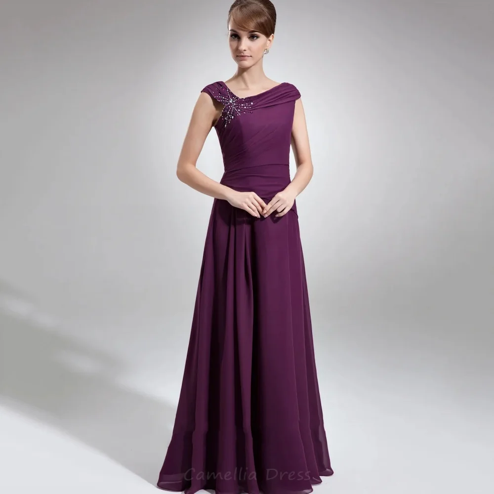 

A Line Custom Mother of the Bride Dress Tank Crystals Wedding Party Gowns Chiffon Vintage Bridal Dresses