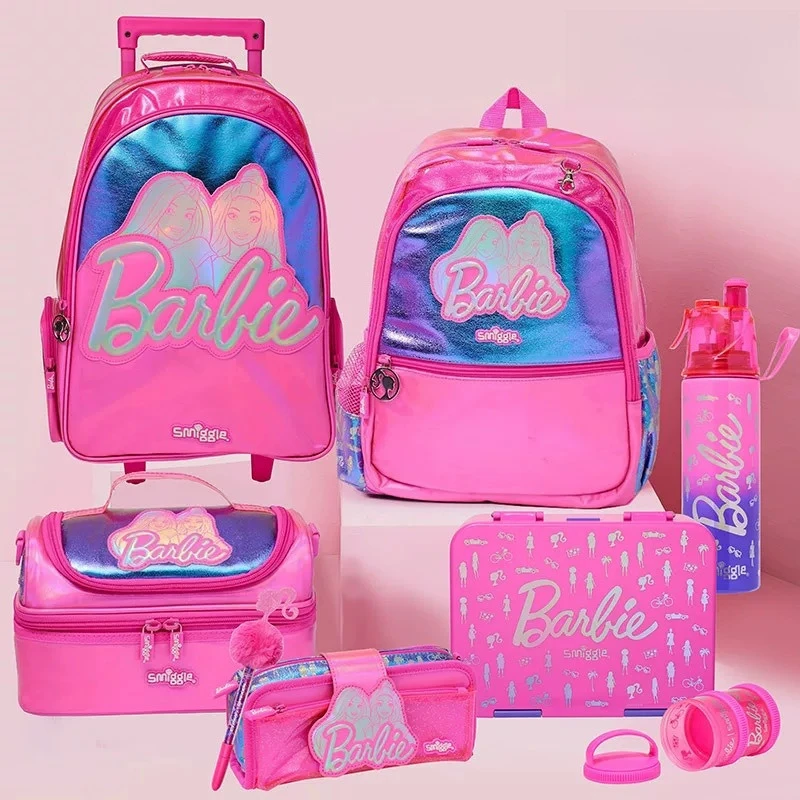

Оригинальный европейский стиль Disney Barbi Princess, розовая блестящая кожаная сумка в стиле аниме, рюкзак, школьный рюкзак, школьный рюкзак, комплект, подарок для девочки