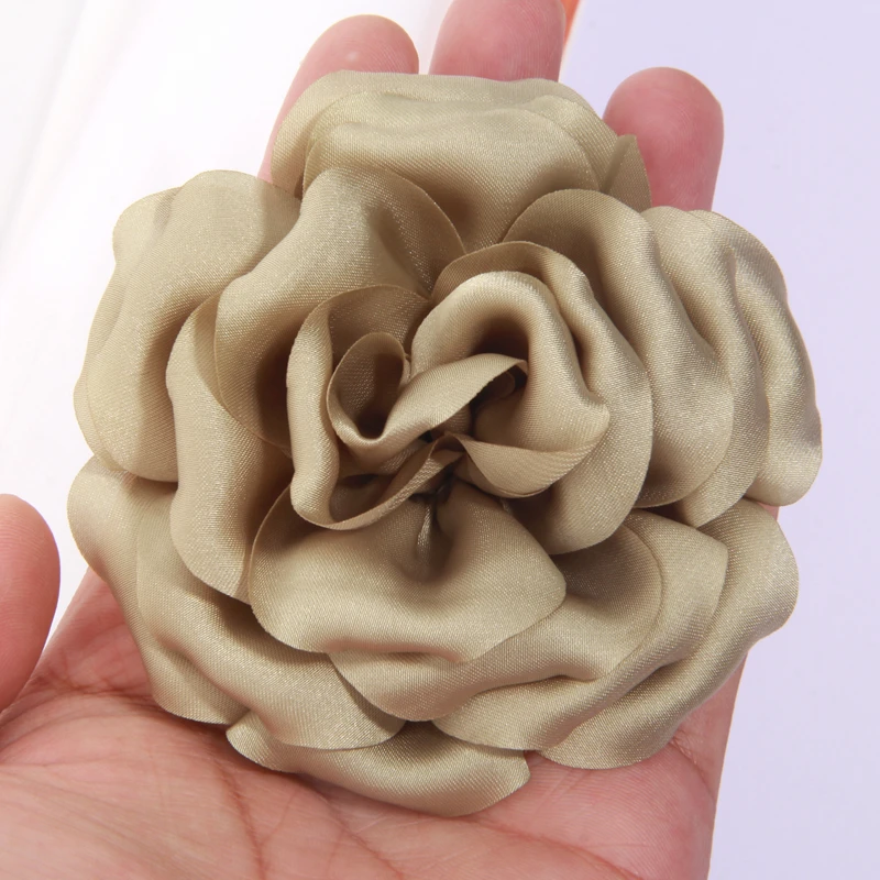 

20PS 9cm Vintage Artificial Flowers Accessory For dresses DIY Silk Lace Fabric Floral For Women Party Brooch Hair Brooches Clips