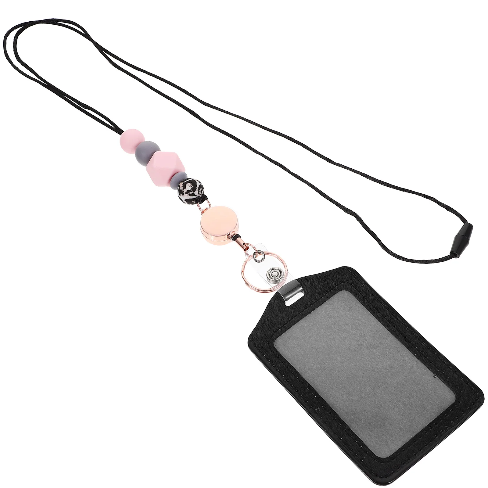

1 Set Silicone Bead Lanyard Badge Holder For Id Cards Name Tags Work Student Cards Portable Lightweight Card Sleeve