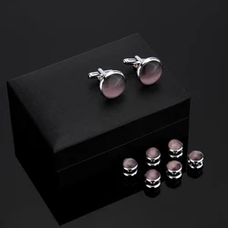 Purple Tuxedo Studs And Cufflinks Black Crystal Wedding Tuxedo Studs Sets For Men Cufflinks Opal Stone Rhinestone Groomsmen Gift