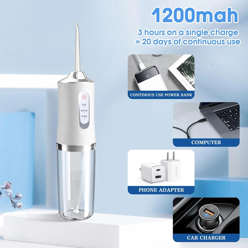 Water Flossers for Teeth Cleaning Cordless Water Flosser Portable Rechargeable Oral Irrigator 3 Modes IPX7 Water Dental Flosser