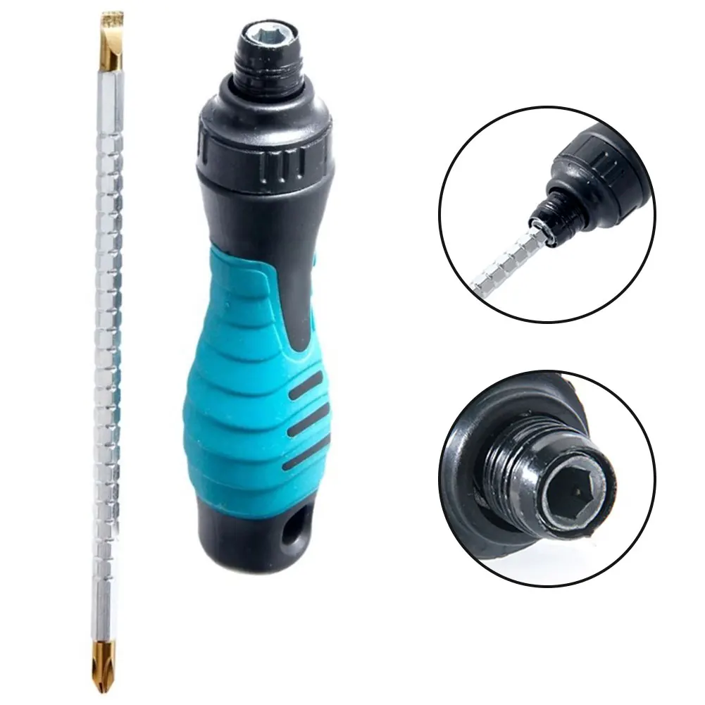 Adjustable Screwdriver Dual-end Slotted Cross Ratchet Screwdriver 6.35mm Screw Head PH2 SL6 Screwdriver Household Hand Tool