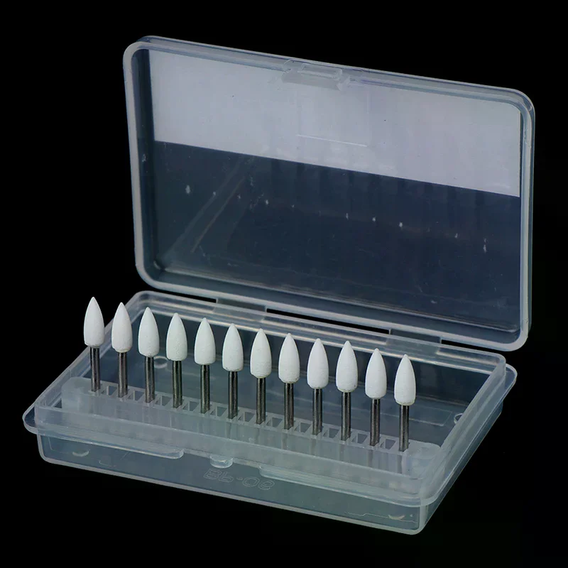 12pc / Set Dental White Polishing Stones Flame Cone shape burs Arkansas Stone