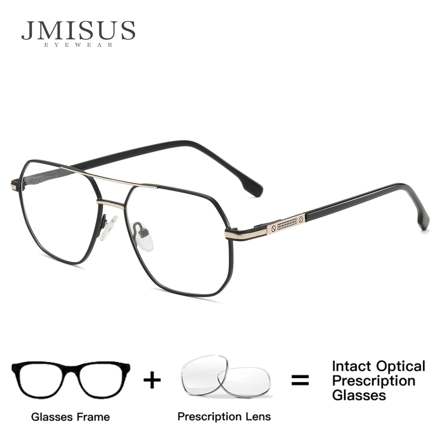 

JMISUS Square Prescription Glasses Men Pilot Myopia Progressive Eyeglasses Aviator Anti Blue Light Photochromic Optical Glasses