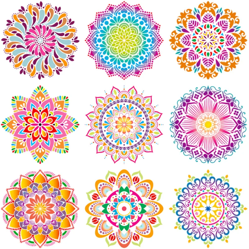 

30.5*30.5cm Mandala Lotu Stencil DIY Auxiliary Painting Template Tile Stone Wall Painting Spray Decoration Reusable 3 Sheets/set