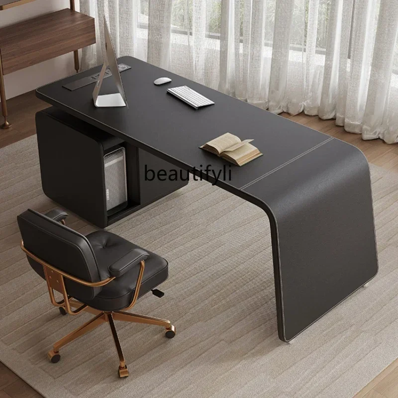 Italian saddle leather desk modern simple home computer desk boss desk
