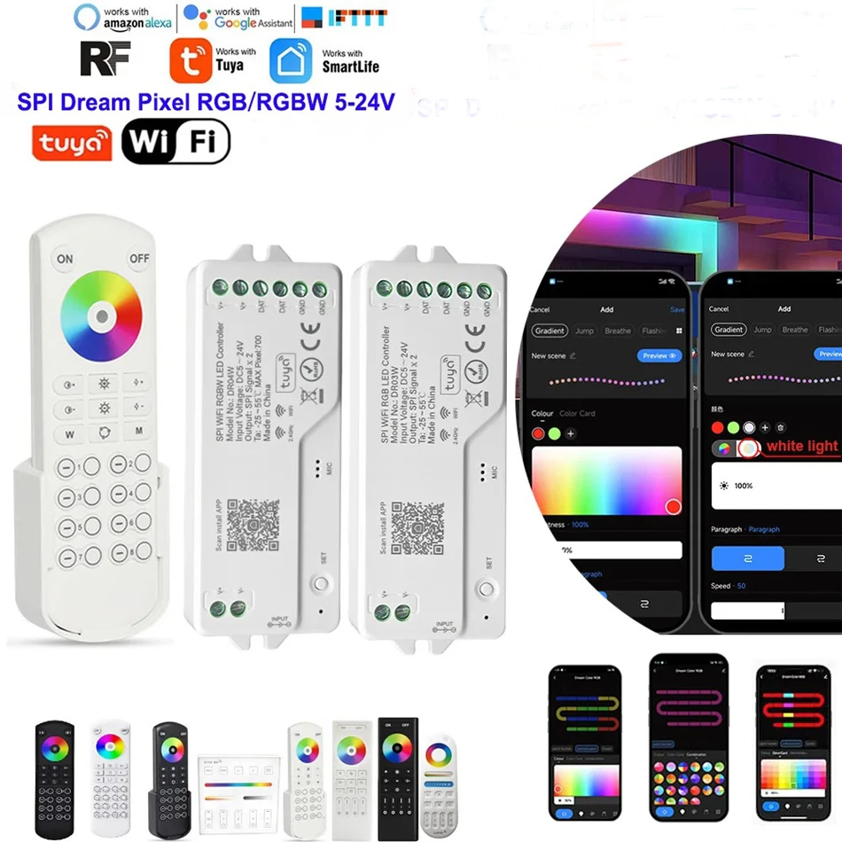 WS2811 WS2812B TUYA SPI WIFI RGBIC LED Controller Work With Google Home Alexa For WS2813 WS2815 SK6812 RGBW LED Strip Home Decor