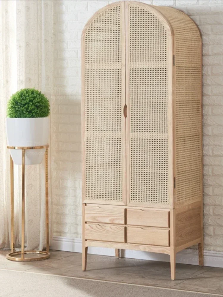 Rattan Storage Cabinet Simple Modern Bed & Breakfast Wardrobe French Retro Cabinet