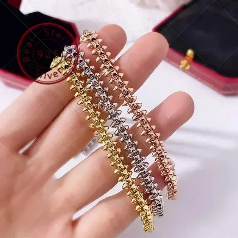 

925 sterling silver rivet bracelet for women's punk personalized luxury jewelry party, a charming and individualistic accessory