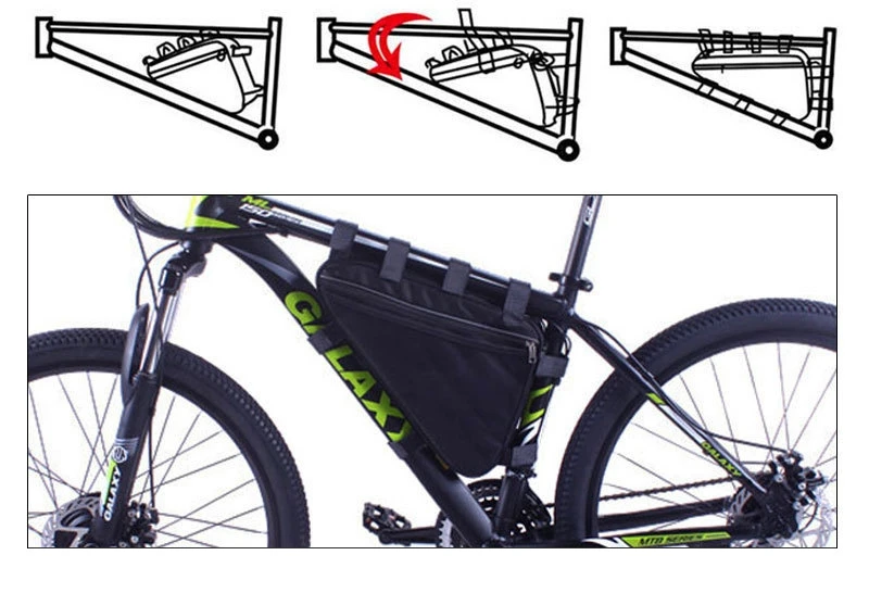 36V 48V 60V 72V E-BIKE Electric Bicycle Triangle Battery Bag Black Bicycle Frame Triangle Bags Max load 126 cells Waterproof