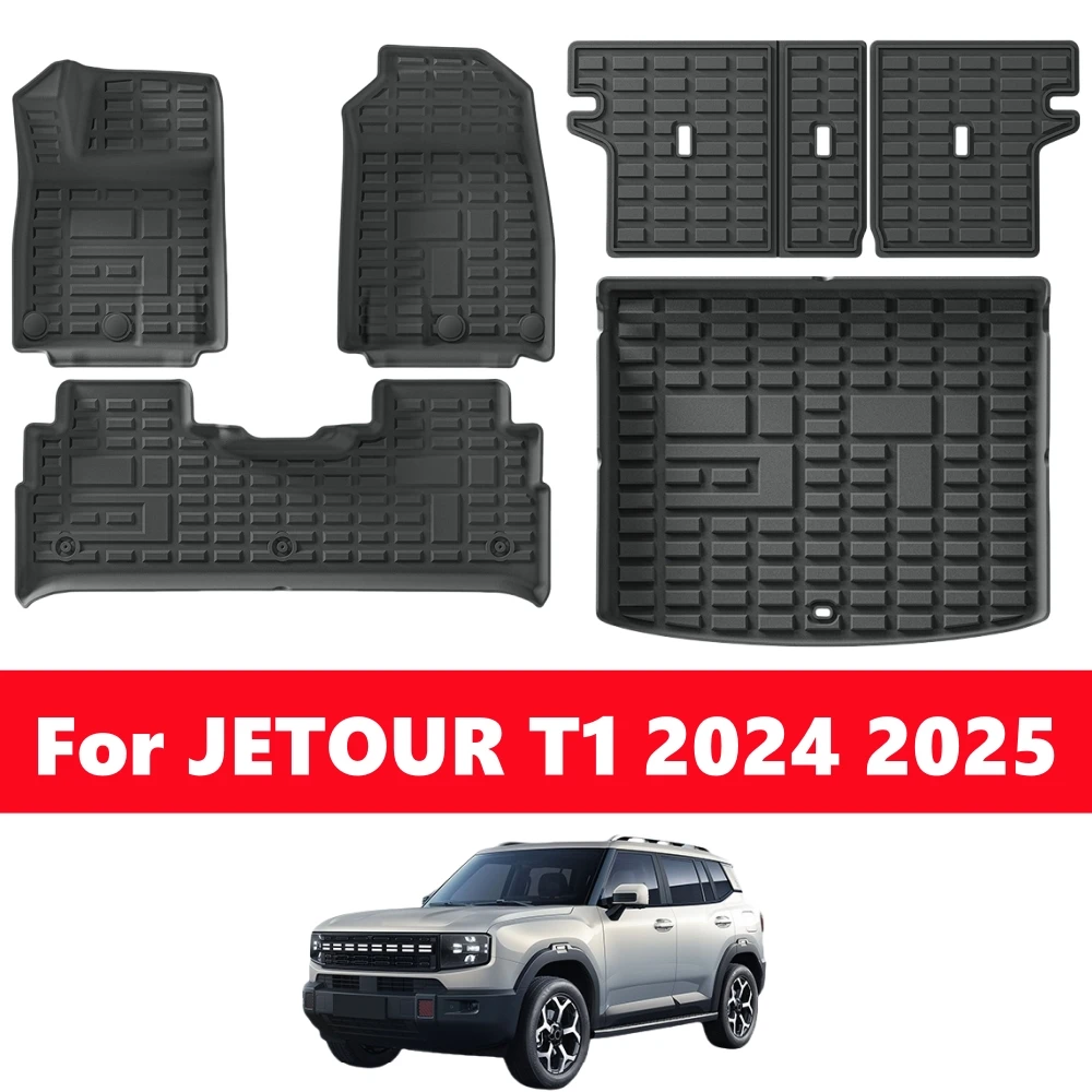 

For Chery Jetour T1 2024 2025 LHD TPE 3D Floor Mats All Weather Front Rear Cargo Liner Trunk Mat Waterproof Anti-Slip Foot Pads
