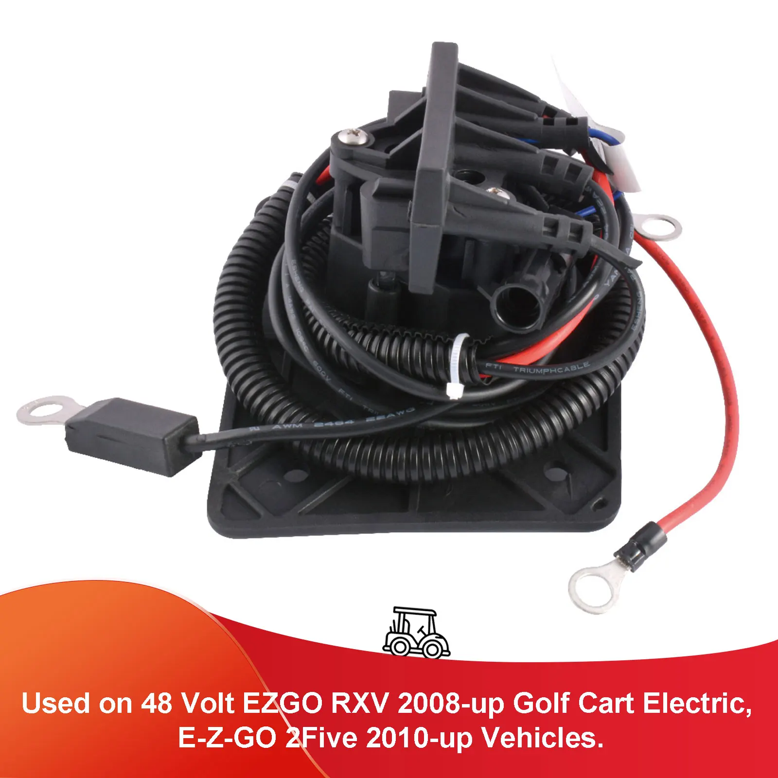 Roykaw Golf Cart 48 V Charger Receptacle Delta-Q Charger Socket w/Wires for EZGO RXV TXT 2008-up & 2Five 2010-up, OEM# 602529