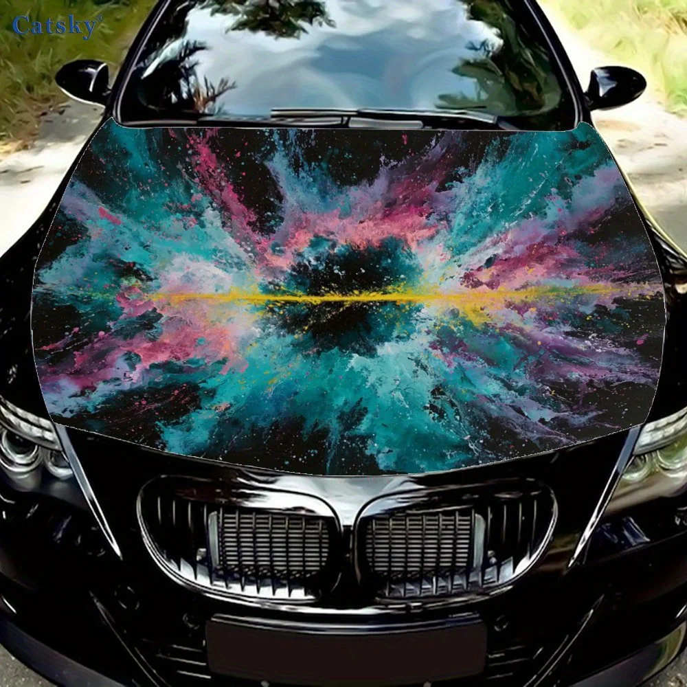 

Abstract Pattern Car Hood Wrap-Waterproof & Scratch-Resistant Vinyl Sticker For Trucks, Cars, And Motorcycles-Easy To Install, C