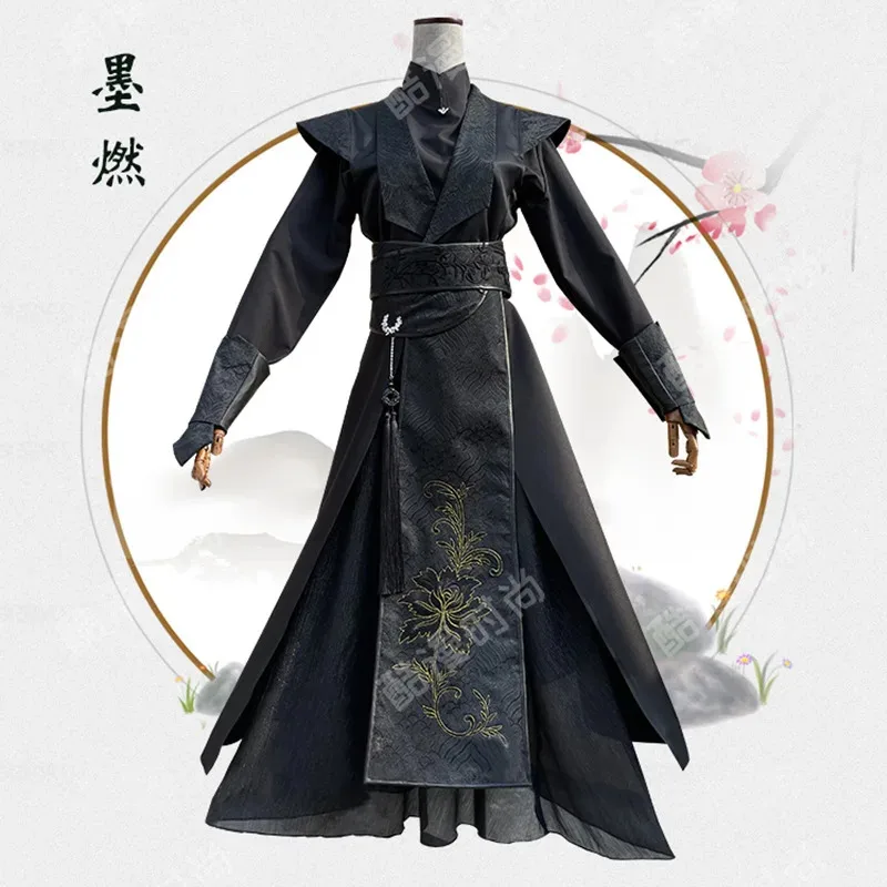 أزياء CyAnime Tian Guan Ci Fu Erha Mo Ran التأثيرية Moran He Xuan أزياء تنكرية سوداء باروكات Prps للنساء والرجال لحفلات الهالوين