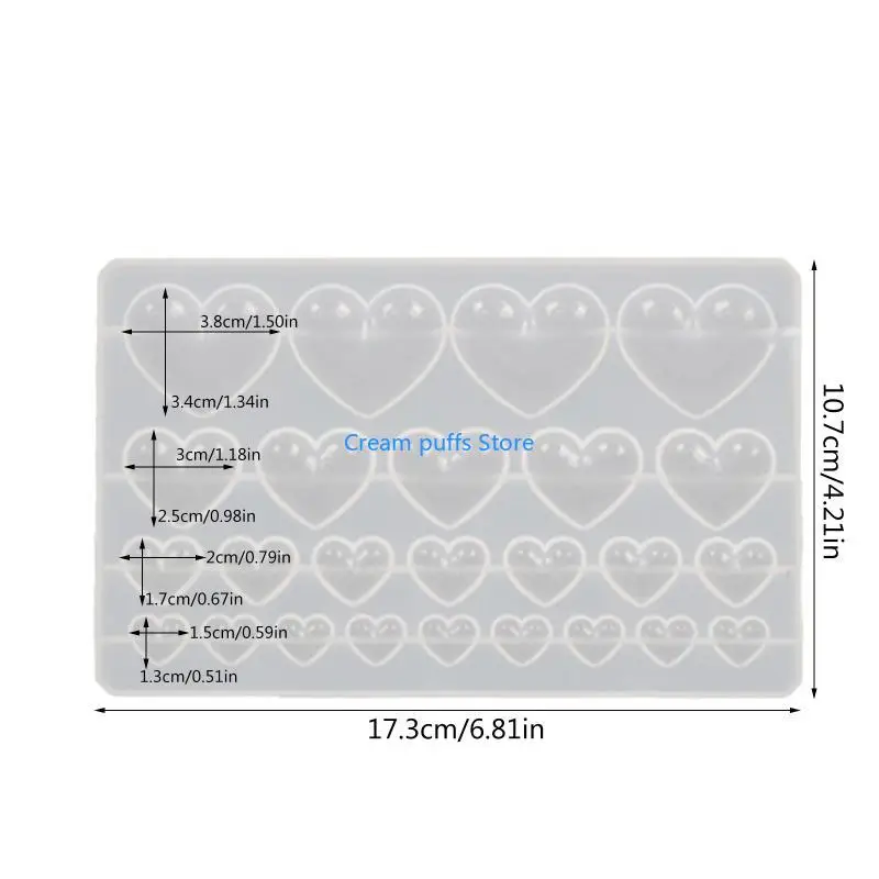 50LE Love Heart Patch Mold Mold Epoxy คริสตัลซิลิโคนแม่พิมพ์แม่พิมพ์แม่พิมพ์แม่พิมพ์แม่พิมพ์