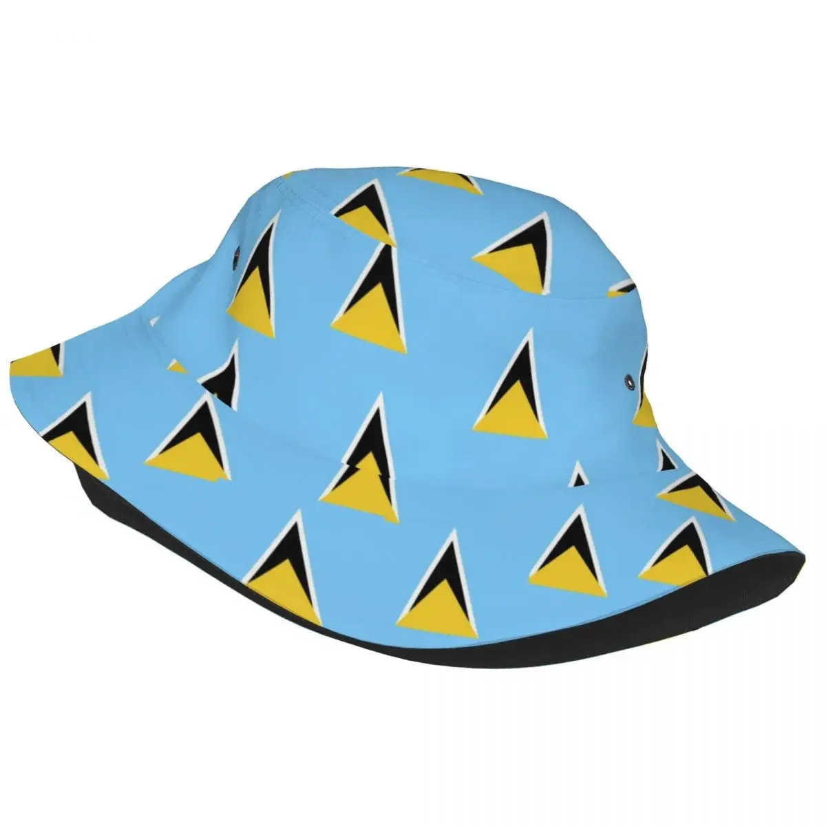 Saint Lucia Flag Bandana Bucket Hat Spring Casual Fisherman Hats For Men Women Breathable Hunting Caps Outdoor Graphic Sun Hats