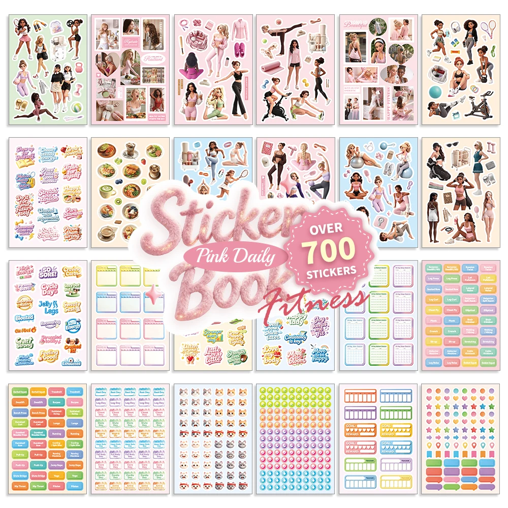 700+ Yoga Sticker with Food Labels Gym Equipment Designs For Notebooks Backpacks Holiday Crafts Perfect Gift For Friends