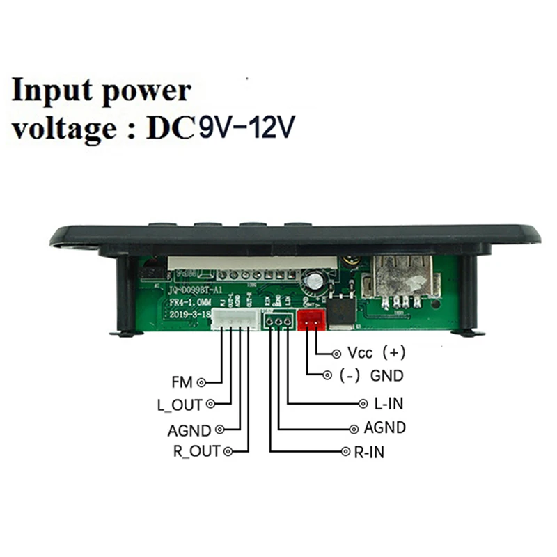 Wireless Bluetooth 5.0 9V-12V MP3 WMA Decoder Board Car Audio USB TF FM Radio Module 12V