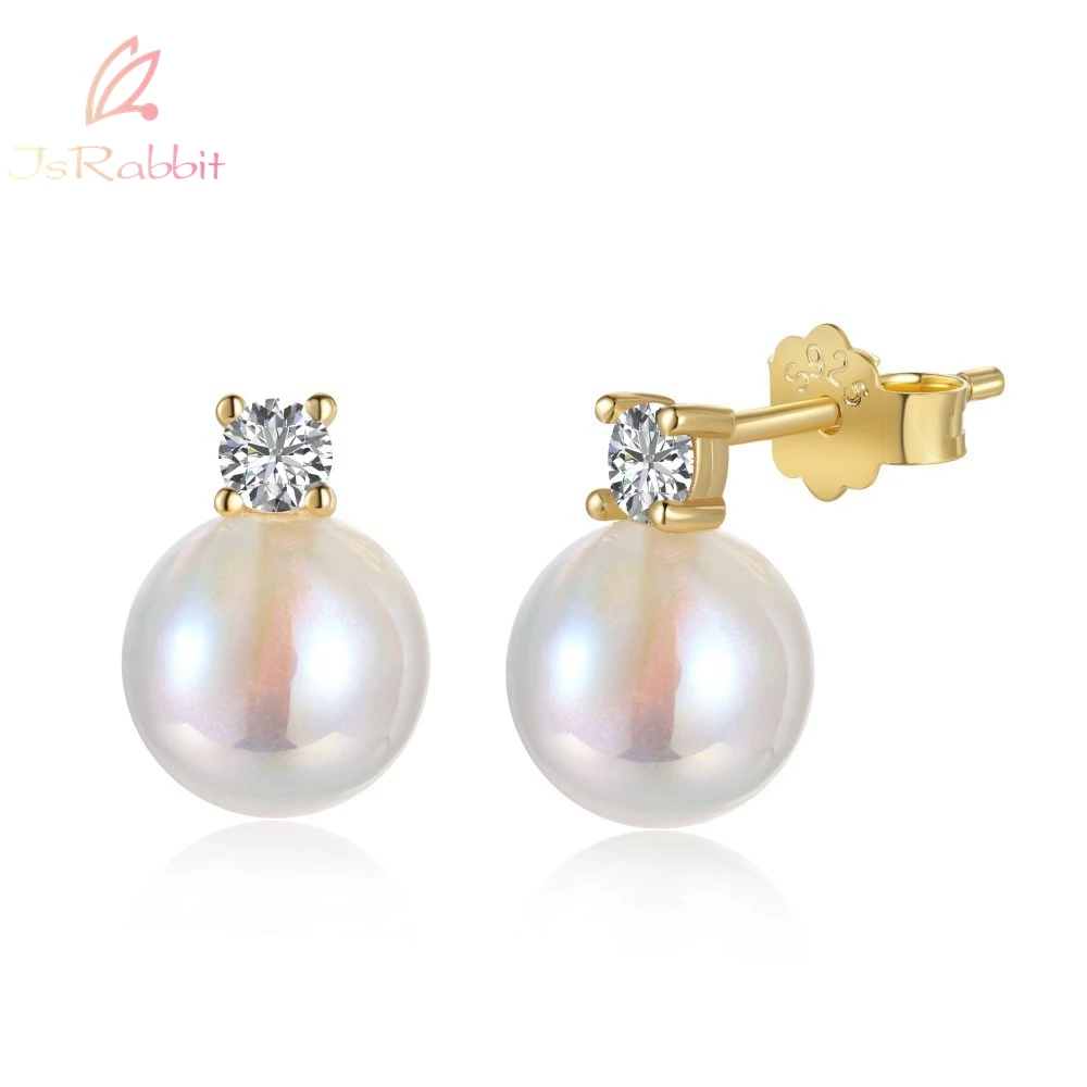 

IsRabbit 18K Gold Plated Real 925 Sterling Silver Freshwater Pearl Wedding Stud Earrings for Women Anniversary Gift Fine Jewelry