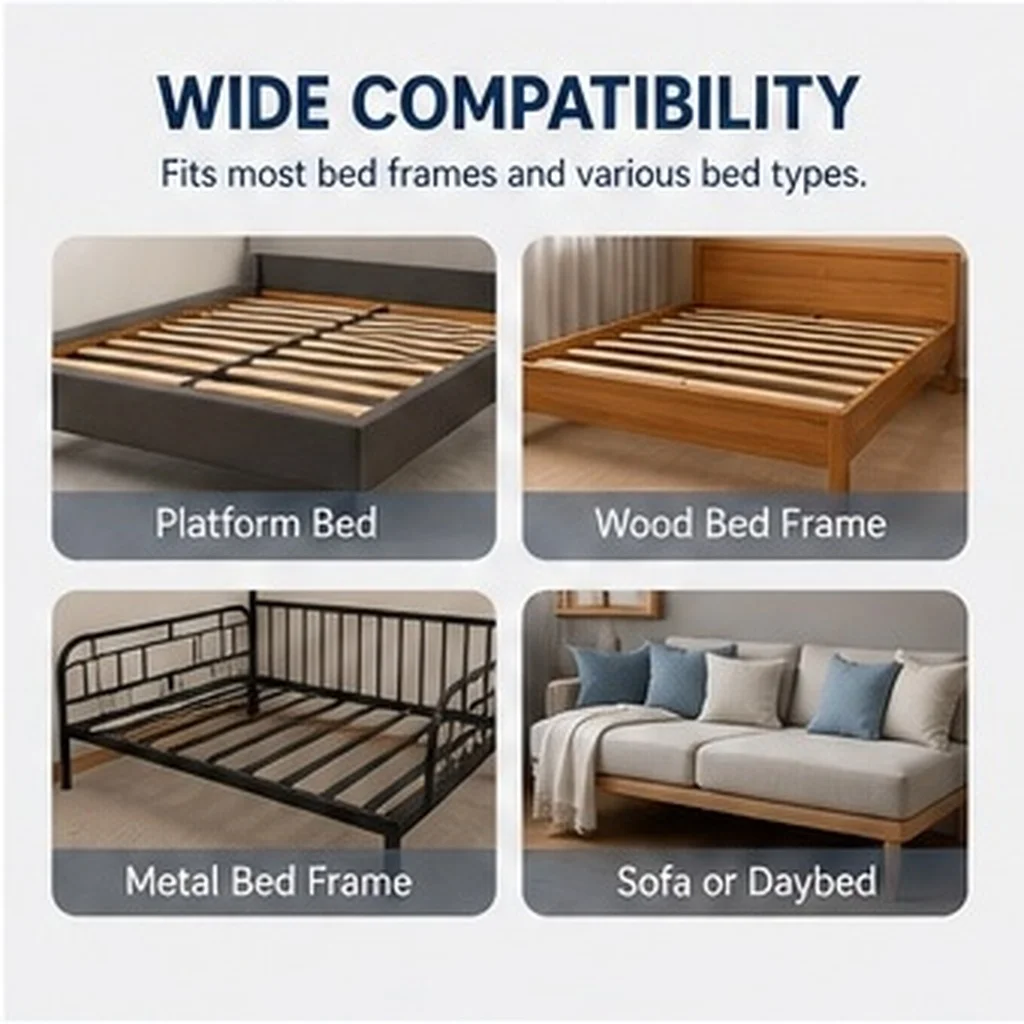 2 pcs Bed Frame Wood Slats Replacement Mattress Support Wooden Halloween Christmas New Year Bed Frame Queen Metal Slats Pine