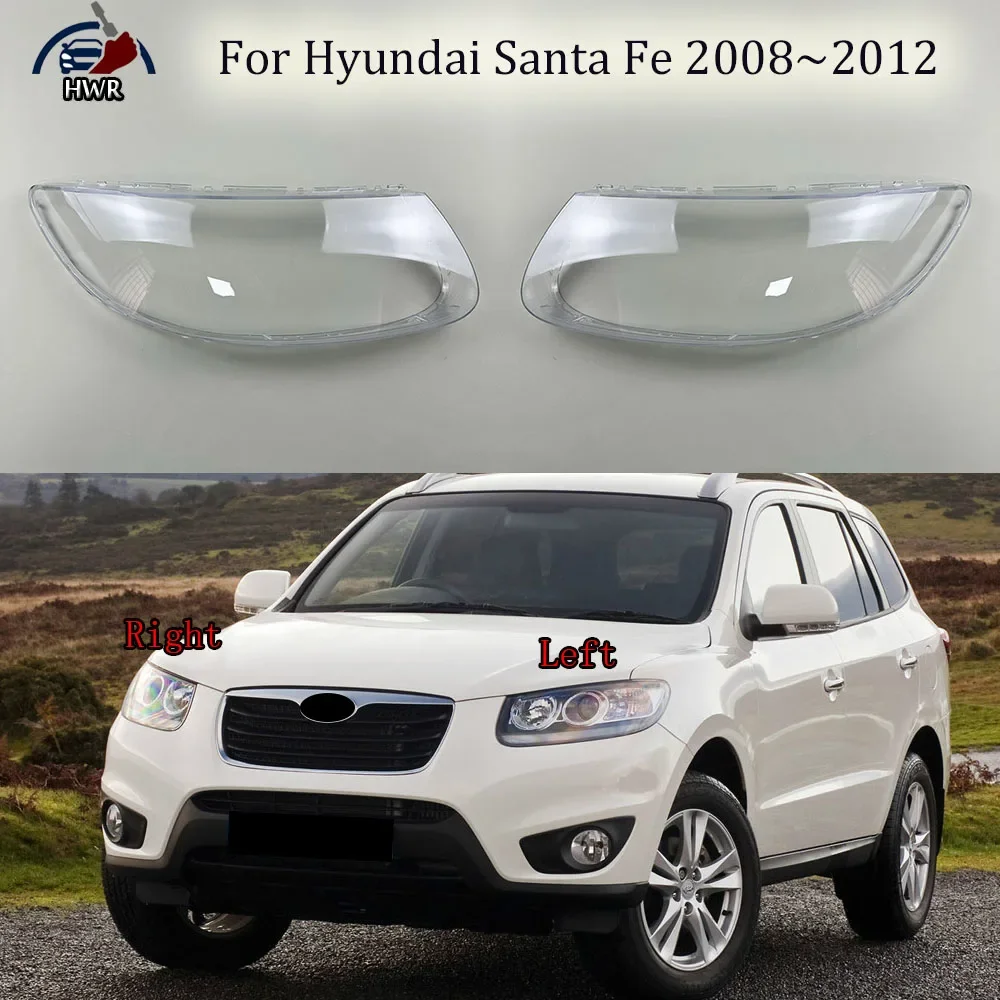 

For Hyundai Santa Fe 2008~2012 Front Headlight Cover Transparent Mask Headlamp Lamp Shell Plexiglass Replace Original Lampshade