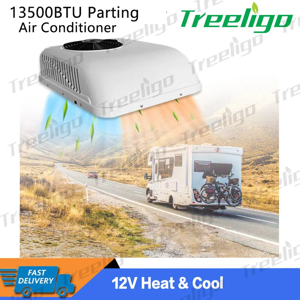 Treeligo 12V/24V Electric Car Truck rooftop Parking Air Conditioner Heating&Cooling For Camper RV Motorhome Caravan Tractor