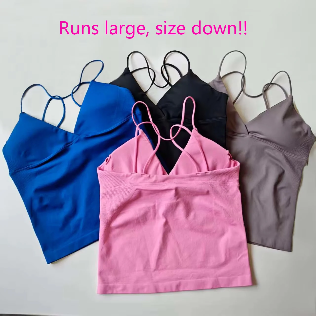NCLAGEN Vision Twist Front Longline Top Damen Nahtlose, dünne Träger, Yoga, Gym, Workout, Weste, Lauf-Tanktops, Fitness-Kleidung
